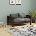 Wooden 2 Seater Sofa Set for Living Room with Side Magzine & Newspaper Holder for Office & Lounge Sheesham Wood (Walnut)