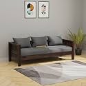 Wooden 3 Seater Sofa Set for Living Room with Side Magzine & Newspaper Holder for Office & Lounge Sheesham Wood (Walnut)