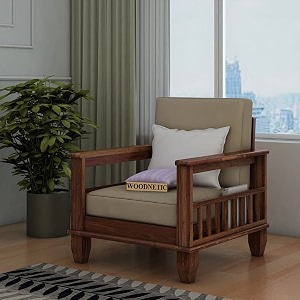 woodnetic wooden solid sheesham wood 1 seater sofa set for living room honey finish