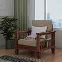 WOODNETIC Wooden Solid Sheesham Wood 1 Seater Sofa Set for Living Room Honey Finish