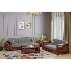 wooden solid sheesham wood 5 seater sofa set for living room 32 honey finish