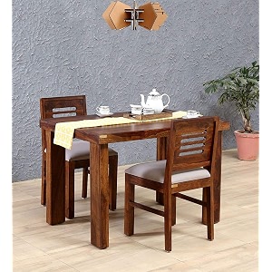 solid wood dining table 2 seater  two seater dinning table with chairs  dining room set  sheesham wood teak finish