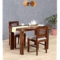 Solid Wood Dining Table 2 Seater | Two Seater Dinning Table with Chairs | Dining Room Set | Sheesham Wood, Teak Finish