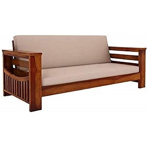 woodstage sheesham wood 3 seater sofa set for home and living room honey finish - brown