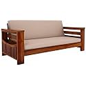 WOODSTAGE Sheesham Wood 3 Seater Sofa Set for Home and Living Room (Honey Finish) - Brown