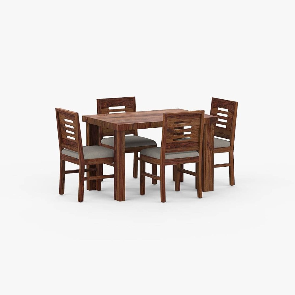 WOODSTAGE Solid Sheesham Wood 4 Seater Dining Table Set with 4 ...