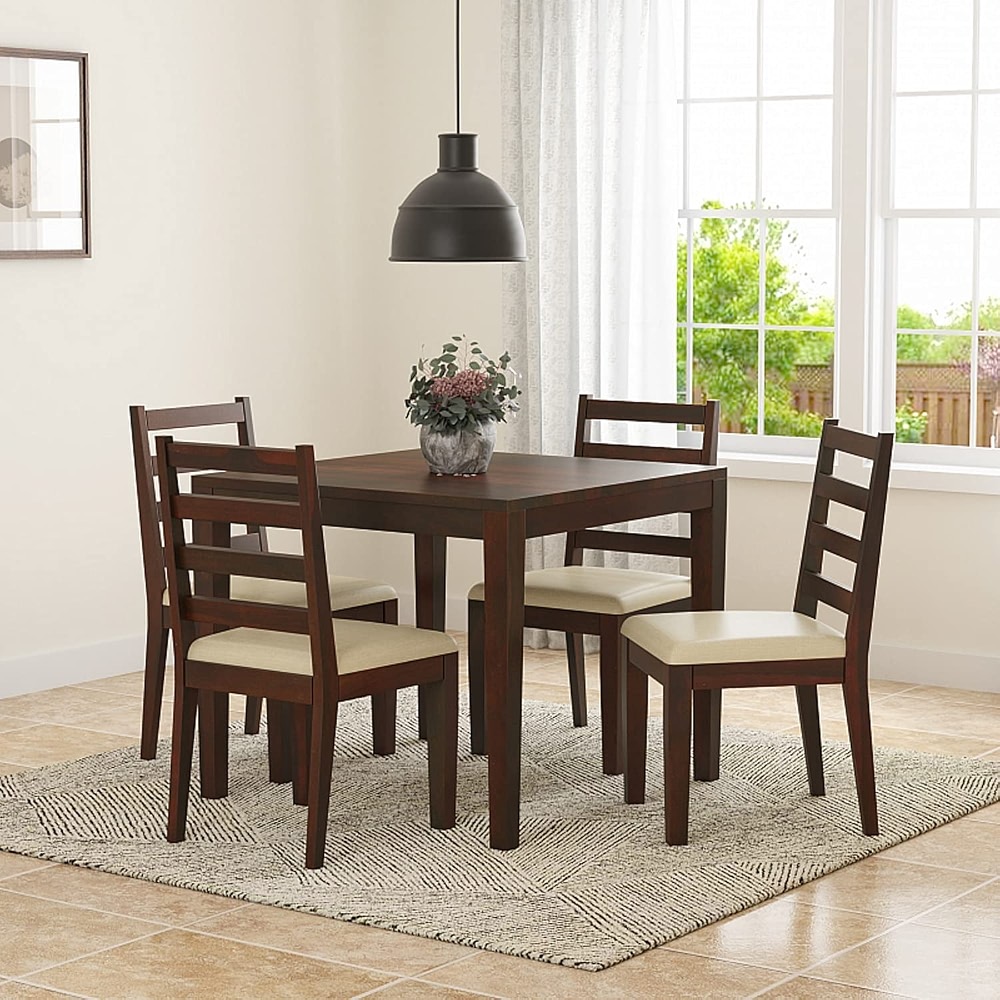 Woodstage Sheesham Wood 4 Seater Dining Table with 4 Chairs Wooden ...
