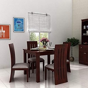 Woodstage Sheesham Wood 4 Seater Dining Table Set with 4 Chairs Wooden ...