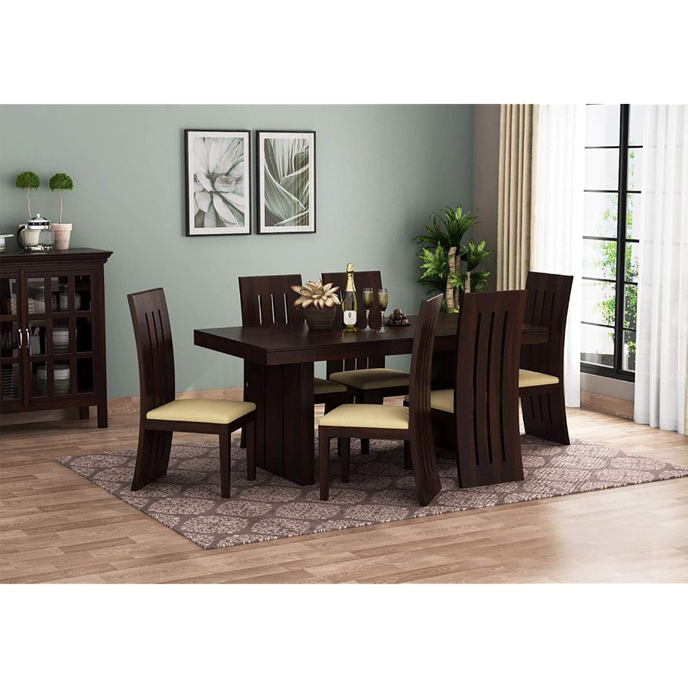 Woodstage Sheesham Wood 6 Seater Dining Table with 6 Chairs Wooden ...
