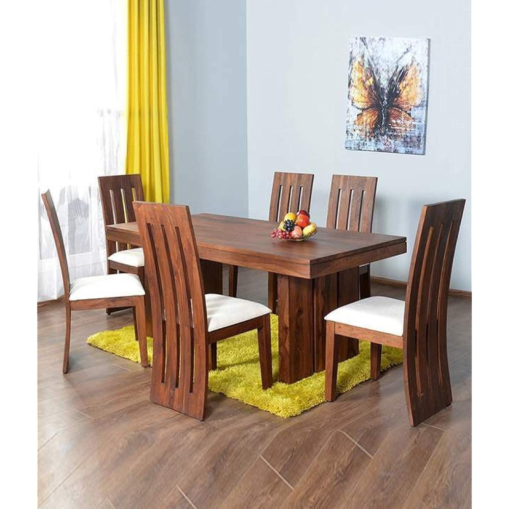 Woodstage Sheesham Wood 6 Seater Dining Table with 6 Chairs Wooden ...