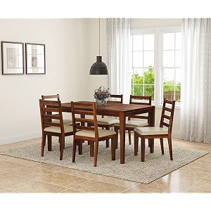 Woodstage Sheesham Wood 6 Seater Dining Table with 6 Chairs Wooden ...