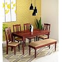 Woodstage Sheesham Wood 6 Seater Dining Table with Chairs for Living ...