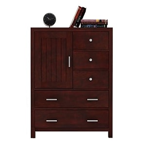 woodstage sheesham wood chest of storage drawers and 1 cabinet for home living room hall mahogany finish  1 year warranty