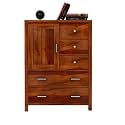 WOODSTAGE Sheesham Wood Chest of Storage Drawers and 1 Cabinet for Home Living Room Hall (Honey Finish)
