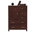 WOODSTAGE Sheesham Wood Chest of Storage Drawers and 1 Cabinet for Home Living Room Hall (Walnut Finish)