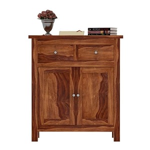 woodstage sheesham wood sideboard cabinet with 2 drawers and 2 door cabinets  multipurpose storage for living room office and kitchen  durable wooden home furniture  1 year warranty teak finish