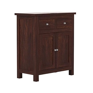woodstage solid sheesham wood sideboard cabinet with 2 drawers 2 door storage for living room home office hall wooden sideboard cabinet drawers furniture walnut finish