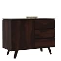 WOODSTAGE Solid Sheesham Wood Chest of Drawer Storage Cabinet with 3 Drawer and 1 Door for Office Hall Living Room Home (Walnut Finish)