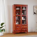 WOODSTAGE Solid Wood Cabinet With 2 Glass