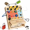 Woodtoe Montessori Busy Board, 3‑in‑1 Sensory Learning Toy for Kids 3‑6