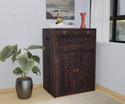 WOODTREND Solid Wood Trolley Inverter and Battery for Home Premium Utility Stand Trolley for Inverter and Battery