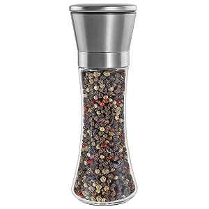 stainless steel amp glass salt and pepper shakers with adjustable coarseness - pepper amp salt mill - pepper mill shaker tall 1-pcs