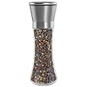 Stainless Steel &amp; Glass Salt and Pepper Shakers with Adjustable Coarseness - Pepper &amp; Salt Mill - Pepper Mill Shaker (Tall, 1-pcs)