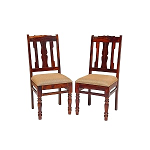 woody furniture sheesham wood dining chairs set of 2 for dining room wooden furniture chairs set with cushion for dinner room living room home and office mahogany finish