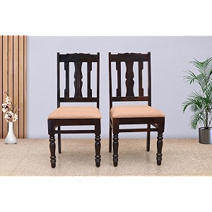woody furniture sheesham wood dining chairs set of 2 wooden chairs for living room home office desk dining table walnut finish