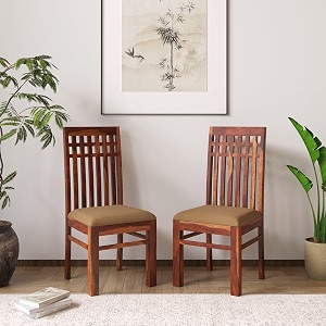 woody furniture sheesham wood dining chairs set of 2 for dining room wooden furniture chairs set without cushion for dinner room living room home  honey finish