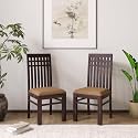 WOODY Furniture™ Sheesham Wood Dining Chairs Set of 2 | Solid Wood Cushioned Chairs for Living Room, Dining Room &amp; Home Furniture | Walnut Finish