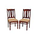 WOODY Furniture™ Sheesham Wood Dining Chairs Set of 2 for Dining Room Wooden Furniture Chairs Set with Cushion for Dinner Room Living Room Home and Office (Mahogany Finish)