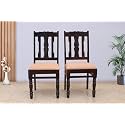 WOODY Furniture™ Sheesham Wood Dining Chairs Set of 2 Wooden Chairs for Living Room Home Office Desk Dining Table (Walnut Finish)