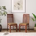 WOODY Furniture™ Sheesham Wood Dining Chairs Set of 2 for Dining Room Wooden Furniture Chairs Set Without Cushion for Dinner Room Living Room Home | Honey Finish
