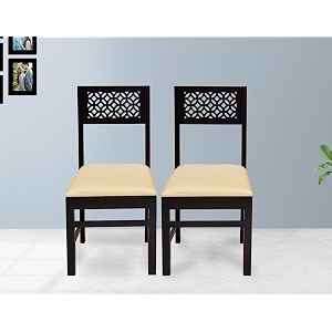 woody furniture wooden dining chair only  dinning chairs for dining room table  sheesham wood set of 2 walnut finish
