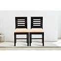 WOODY Furniture™ Sheesham Wood Dining Chairs Only | Wooden Set of 2 Dinning Chair for Kitchen &amp; Dining Room | Chairs with Cushion (Walnut Finish)
