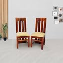 WOODY Furniture™ Wooden Dining Chairs | Wooden Dinning Chairs with Cushion | Dining Chair for Home and Dining | Sheesham Wood, Set of 2 Multipurpose Chairs | Wooden Dining Chair Set of 2, Honey Finish
