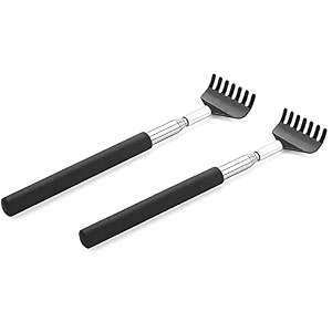 woogor combo pack of 2 pcs small adjustable portable extendable back scratcher handheld massager stick metal stainless steel telescoping itching stick tool 2 pcs multi color