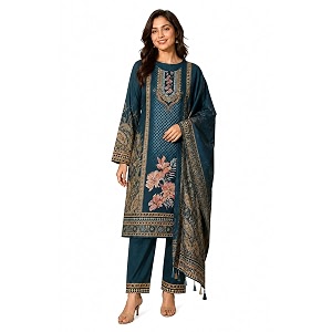 WOOLS KARTWomens Floral Printed Straight Kurta with