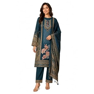 WOOLS KARTWomens Floral Printed Straight Kurta with