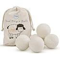 Wool Dryer Balls 6-Pack XL Laundry Dryer Balls Reusable Natural Fabric Softener New Zealand Organic Wool Handmade Reduce Wrinkles & Shorten Drying Time by WANTELL (White, XL)
