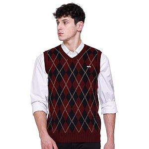Woolen V Neck Sleeveless Half Sweater for