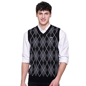 Woolen V Neck Sleeveless Half Sweater for