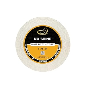no shine 5m hair patch tape for men  strong hold 23 weeks  waterproof transparent wig tape for men  double sided cotton cloth adhesive  skin safe  1 inch x 5m