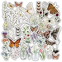 woopme 40Pcs Vintage Flowers Scrapbook Stickers for Notebooks,Diary Journal,Laptop,Mobiles Boys Girls Kids Multicolored Printed Stickers(A4 Size),Vinyl,Self-Adhesive,21x5x29cms