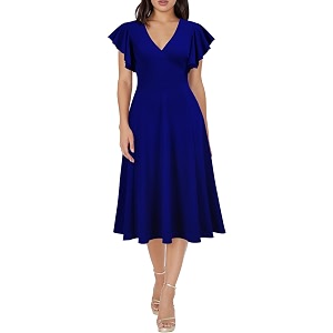 WOOSEA Womens Ruffle Short Sleeve Deep V