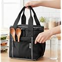 Wooum Thermal Insulated Lunch Bag for Office Men Women Kids | 9L Tiffin Bag with Bottle Holder | Waterproof Food Bag for School, Travel, Work | Leakproof, Compact, 1 Year Warranty (Black)