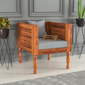 Wopno Furniture Sheesham Solid Wood 1 Seater Sofa for Living Room Home & Office | Sofa Set Fabric 1 Seater  Sofa