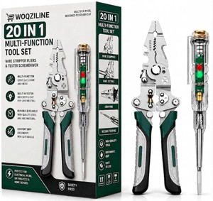 woqziline 20-in-1 wire stripper tool kit with tester screwdriver  multi function wire wire cutter wire crimper cable stripper wiring tools multi-function hand tool wire cutter