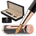 Wordsworth &amp; Black Fountain Pen Set for Writing,Medium Nib, Black Rose Gold
